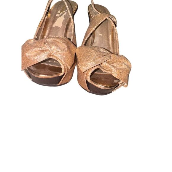 Qupid Ceduce 268 Gold Glitter Slingback Cutie Pie Wedges PERFECT HOLIDAYS! 7.5 - Picture 7 of 7